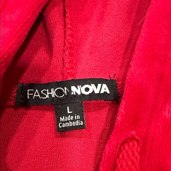 Fashion Nova Red Velour Tracksuit - Picture 3 of 7